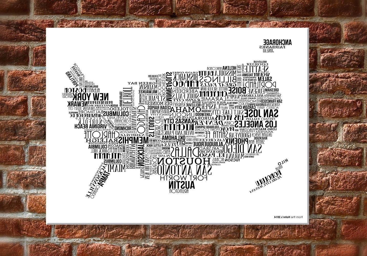 12 X 18" Canvas Wall Art – Usa Map With White Text Inside Favorite Us Map Wall Art (View 5 of 15)