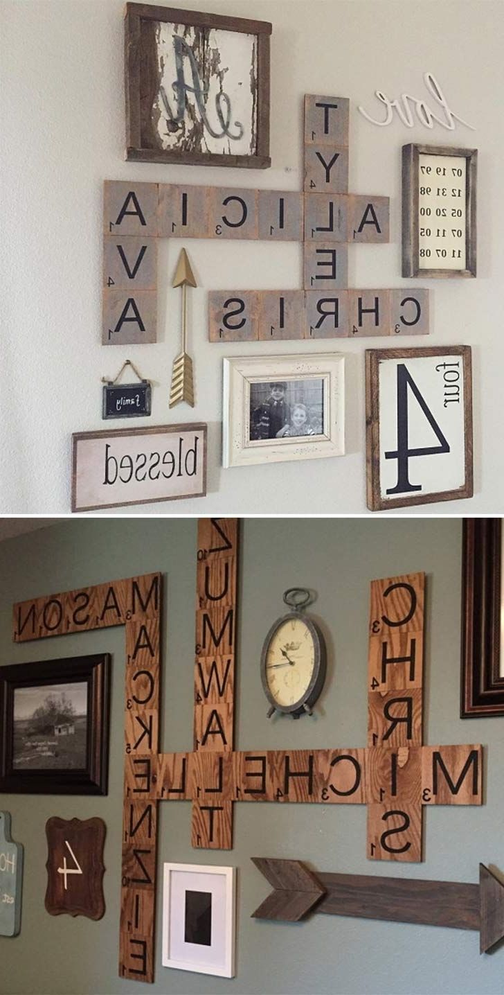 2017 50 Home Decor Diy Crafts And Ideas You Can Easily Complete With Regard To Scrabble Names Wall Art (View 7 of 15)