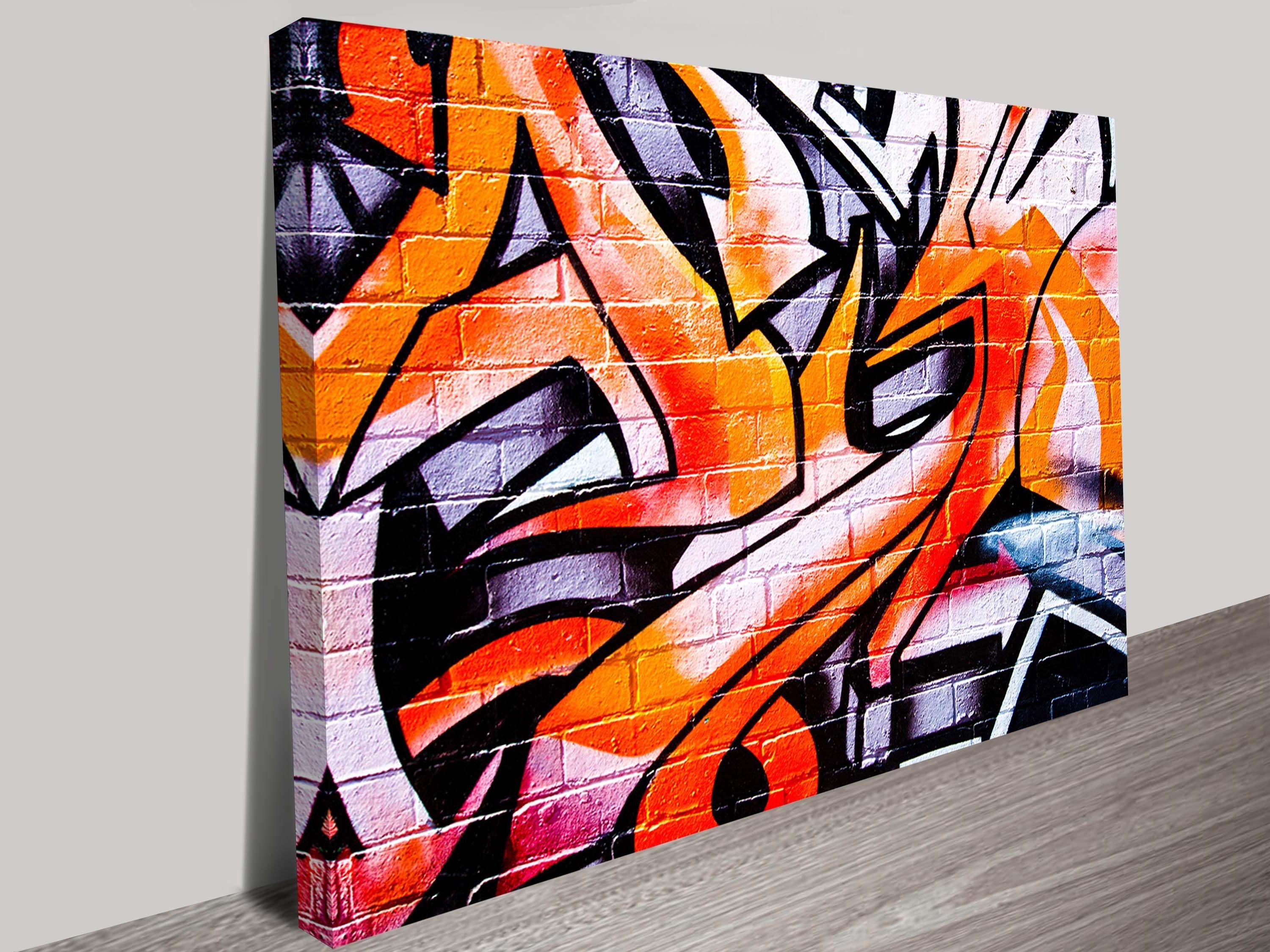 2017 Abstract Graffiti Wall Art With Orange Abstract Street Art Canvas (View 1 of 15)