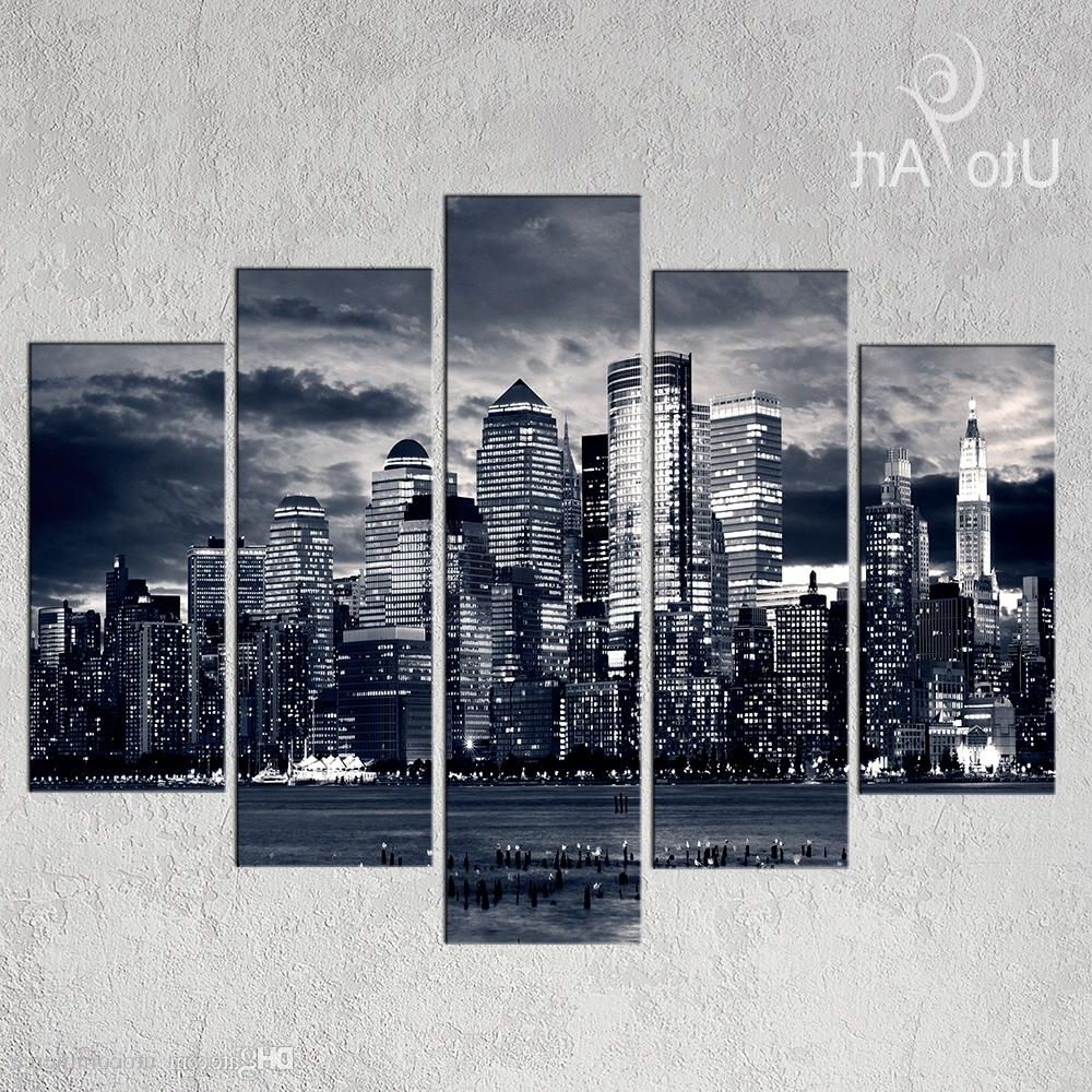 2017 Black And White New York Canvas Wall Art Within Unstretched Modern Home Decor New York City Painting Black White (View 4 of 15)