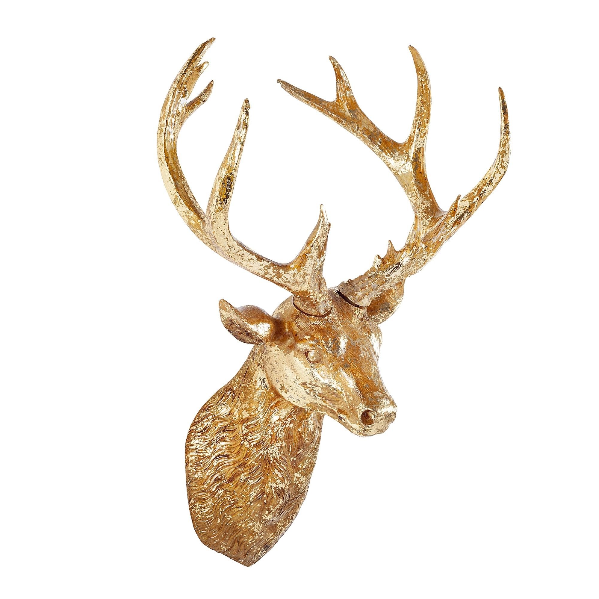 2017 Detailed Antique Gold Finish Resin Stag's Head Wall Art (View 7 of 15)