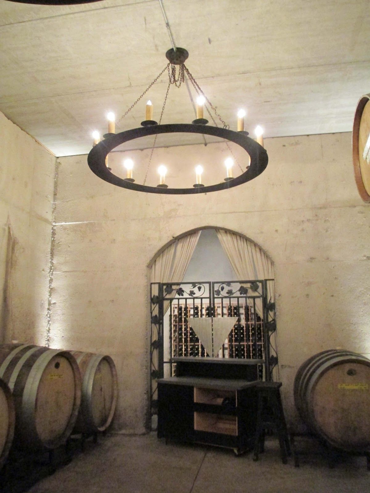 2017 Ideas: Wine Garage Design With Round Wine Barrel Chandelier And Pertaining To Wine Barrel Wall Art (View 2 of 15)