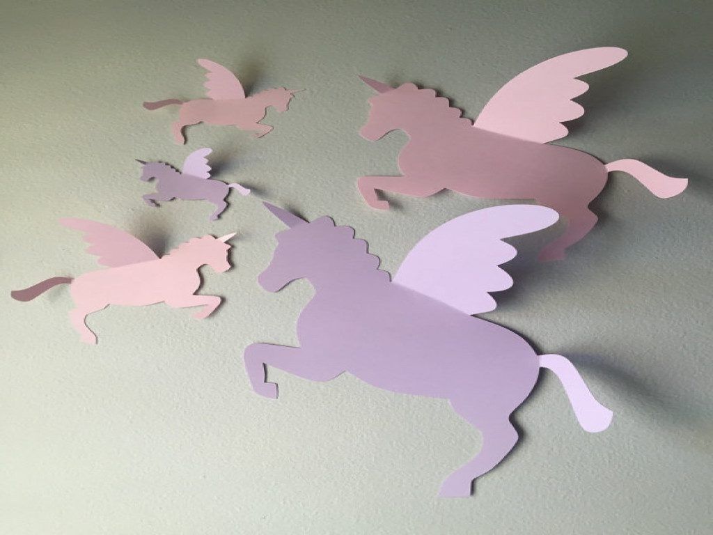 2018 Bedroom: Unicorn Bedroom Decor New 5 Paper Unicorn Wall Art 3d Throughout 3d Unicorn Wall Art (View 8 of 15)