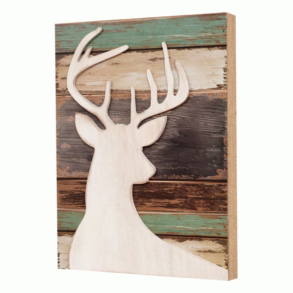 2018 Brown And Turquoise Wall Art Throughout Deer Wood Silhouette Wall Art (View 12 of 15)