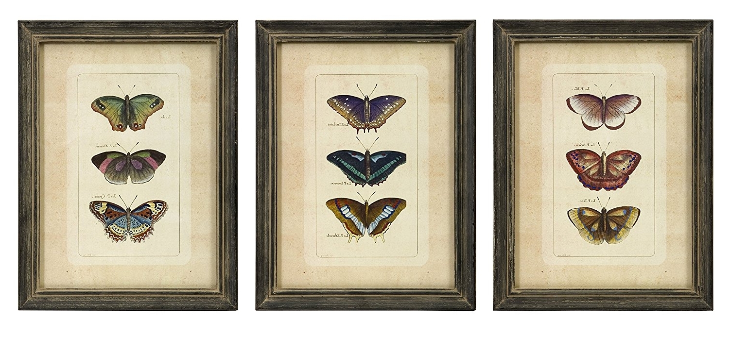 2018 Cheap Wall Art Sets For Amazon: Imax 27304 3 Butterfly Collection Wall Art, Set Of 3 (Photo 12 of 15)