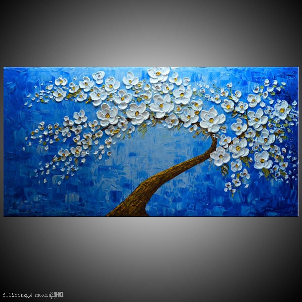 2018 Kgtech Palette Knife Flower Artwork 3d Acrylic Painting With Most Popular Blossom White 3d Wall Art (View 12 of 15)