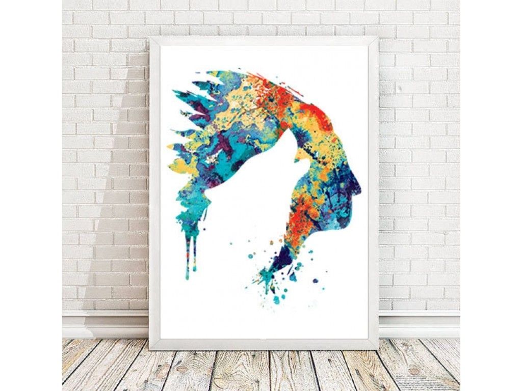 2018 Native American Wall Art Throughout American Watercolor Indian Art Print Wolf Poster Wolf Painting (View 5 of 15)