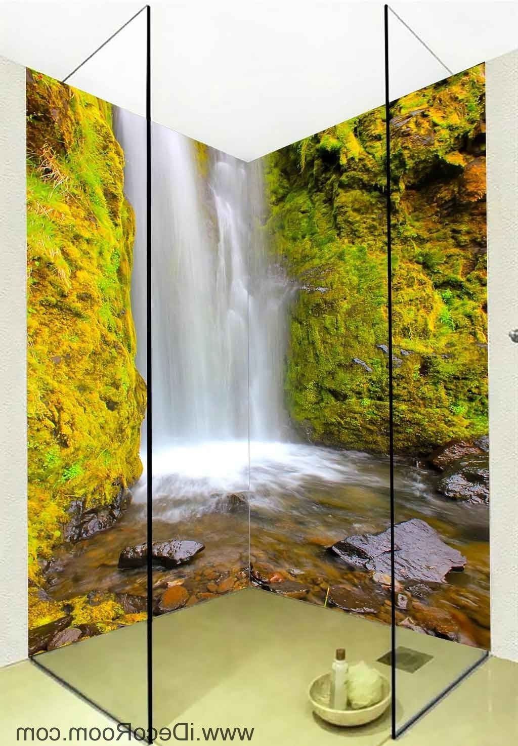 3d Wallpaper Waterfall Rocks Wall Murals Bathroom Decals Wall Art Throughout Latest 3d Wall Art For Bathroom (View 9 of 15)