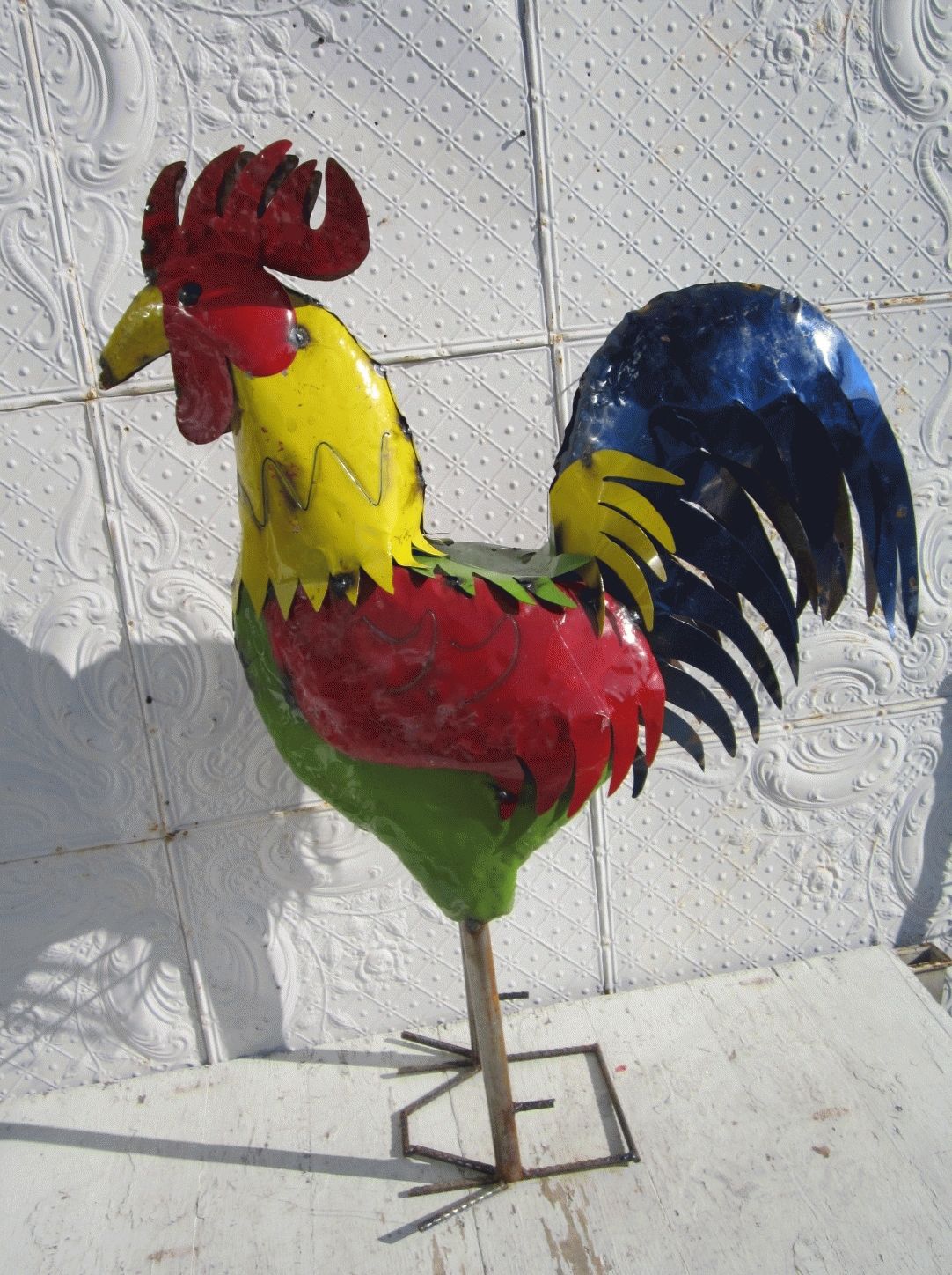 96" Very Large Metal Rooster Yard Art Sculpture In Most Current Metal Rooster Wall Art (View 9 of 15)