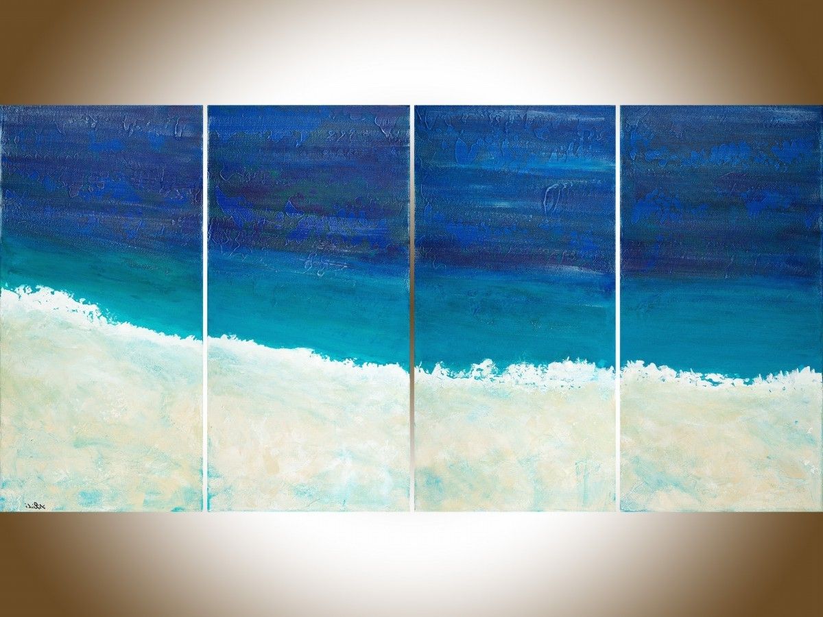 Abstract Beach Wall Art Pertaining To Recent Reach The Shoreqiqigallery 48"x24" Original Large Blue (View 5 of 15)