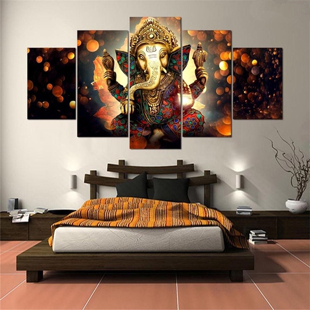 Abstract Ganesha Wall Art Regarding Most Popular 5 Pcs Ganesha Painting Abstract Picture Modern Canvas Wall Art (View 5 of 15)