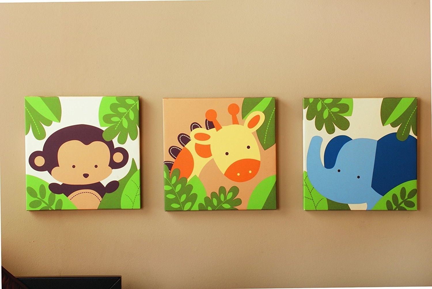 Amazon: Kids Line Jungle 123 Canvas Wall Art 3 Piece, Brown For Preferred Jungle Canvas Wall Art (View 2 of 15)