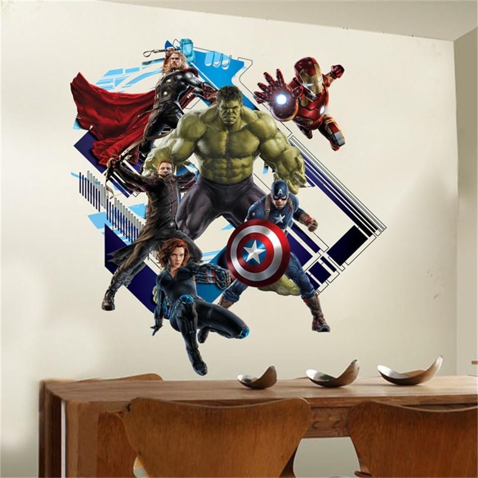 Avengers 3d Wall Art With Most Recently Released The Avengers 2 Wall Art Stickers Kids Room Bedroom Background Wall (View 2 of 15)