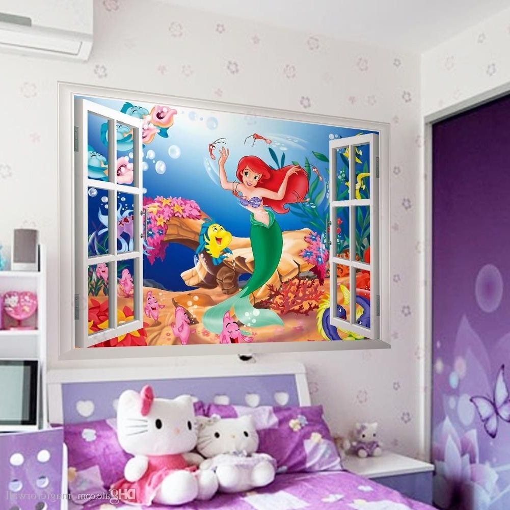 Baby Nursery 3d Wall Art Regarding Well Known Mermaid In The Sea 3d Window View Wall Art Mural Sticker (View 13 of 15)