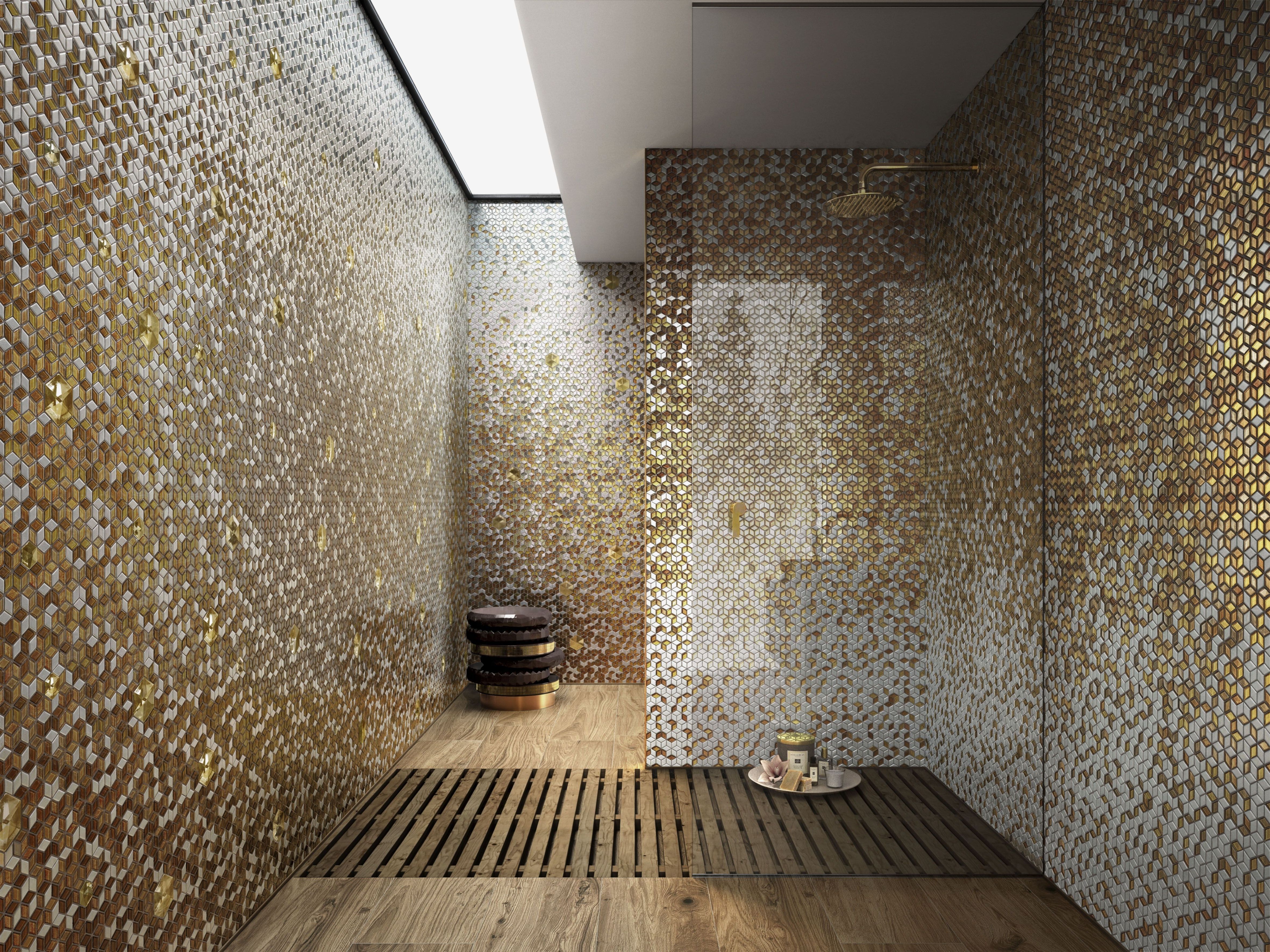 Bathroom Decor With Sicis Jog Degradé Pattern From Diamond Regarding Most Current Italian Mosaic Wall Art (View 15 of 15)