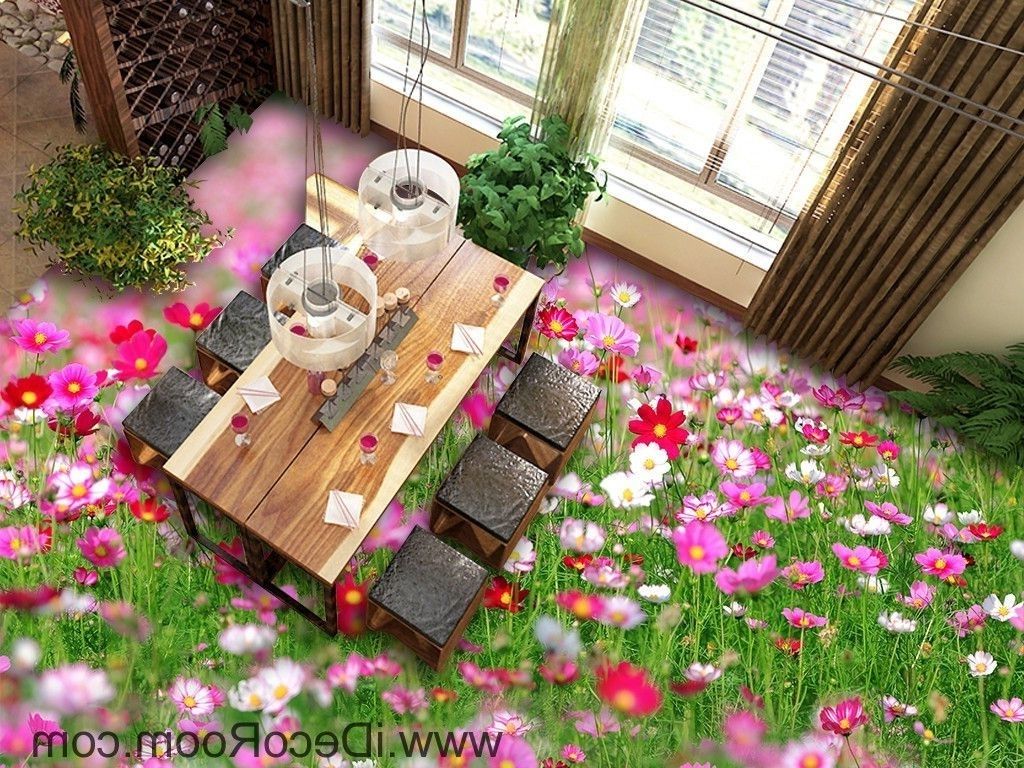 Best And Newest Pink White Wild Flower Grass Garden 00043 Floor Decals 3d With 3d Garden Wall Art (View 8 of 15)