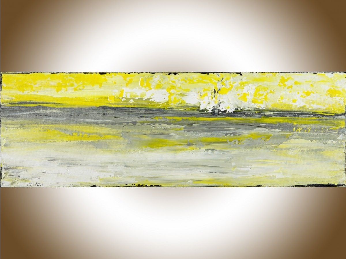 Best And Newest Sky And Seaqiqigallery 36" X 12" Abstract Art Yellow Grey With Yellow And Grey Abstract Wall Art (View 13 of 15)