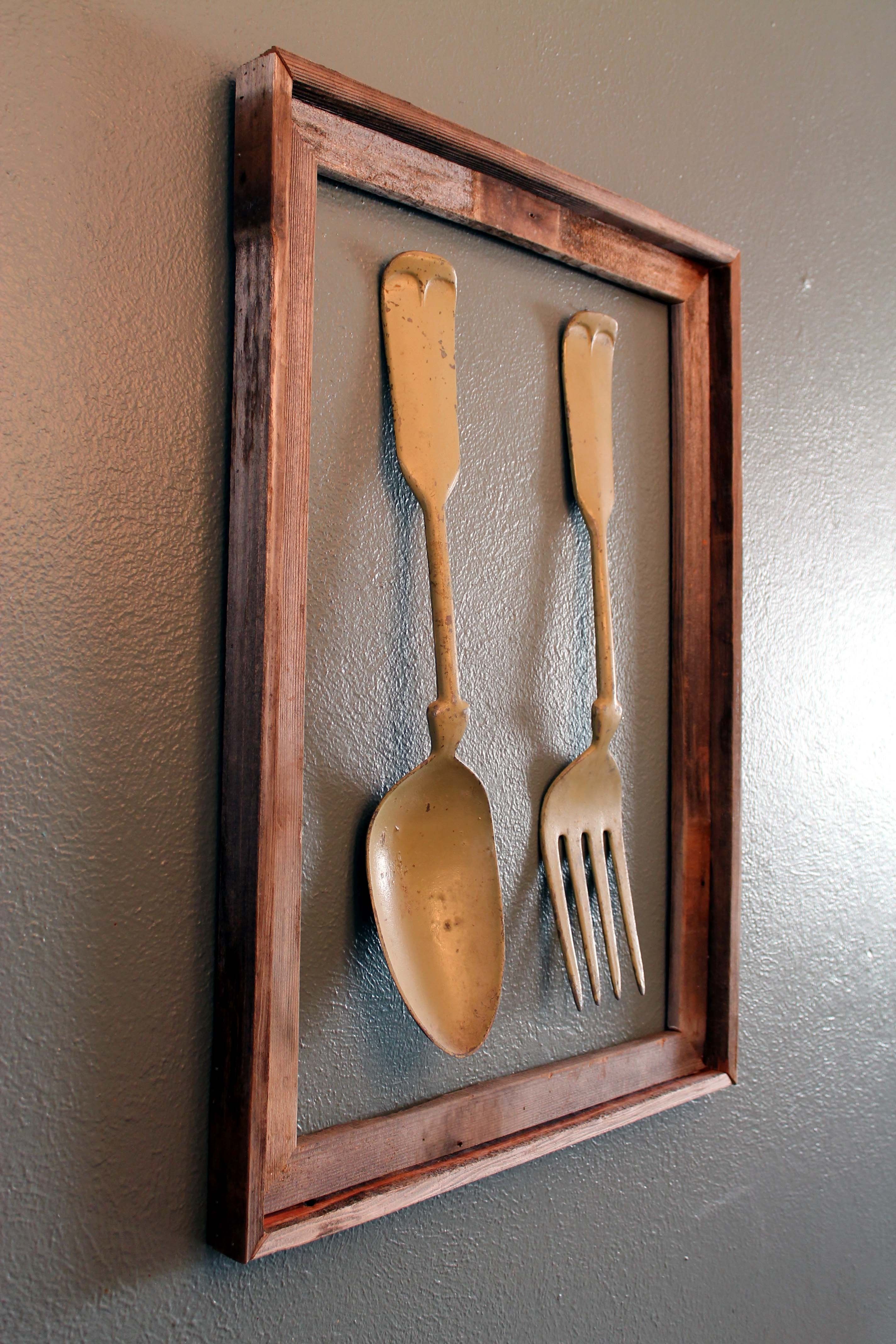 Big Spoon And Fork Decors Inside Most Up To Date Fork And Spoon Fence Frame Angle (View 10 of 15)