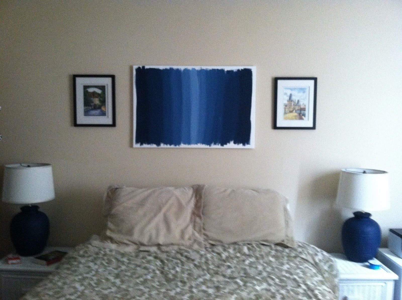 Blue And Cream Wall Art In Popular Bedroom: Abstract Navy Blue Painting In Bedroom Art Design Mixed (View 8 of 15)