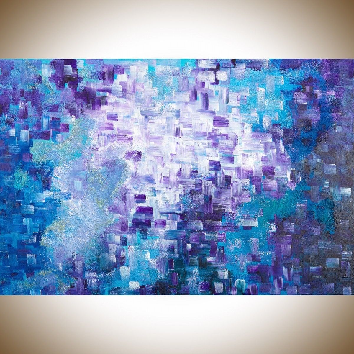 Blue Canvas Abstract Wall Art Throughout Most Current Dissolvingqiqigallery 36"x24" Stretched Canvas Original Large (View 5 of 15)