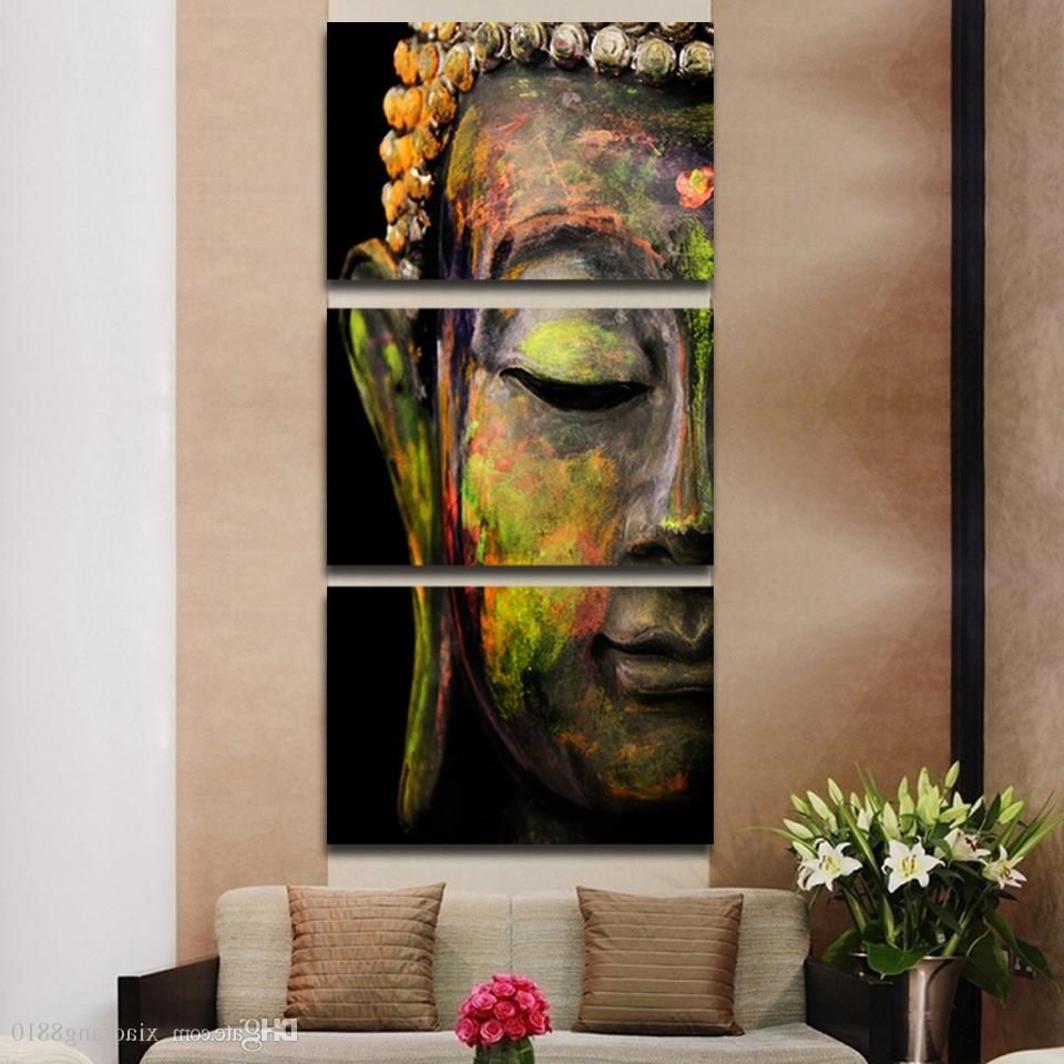 Buddha Oil Painting Wall Art Paintings Picture Paiting Canvas With Regard To Favorite 3 Piece Floral Canvas Wall Art (View 11 of 15)