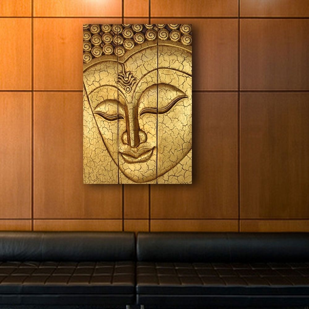 Buddha Wood Wall Art Pertaining To Newest Thai Buddha Face Statue Large Hand Carved Wooden Wood Wall Art (View 6 of 15)