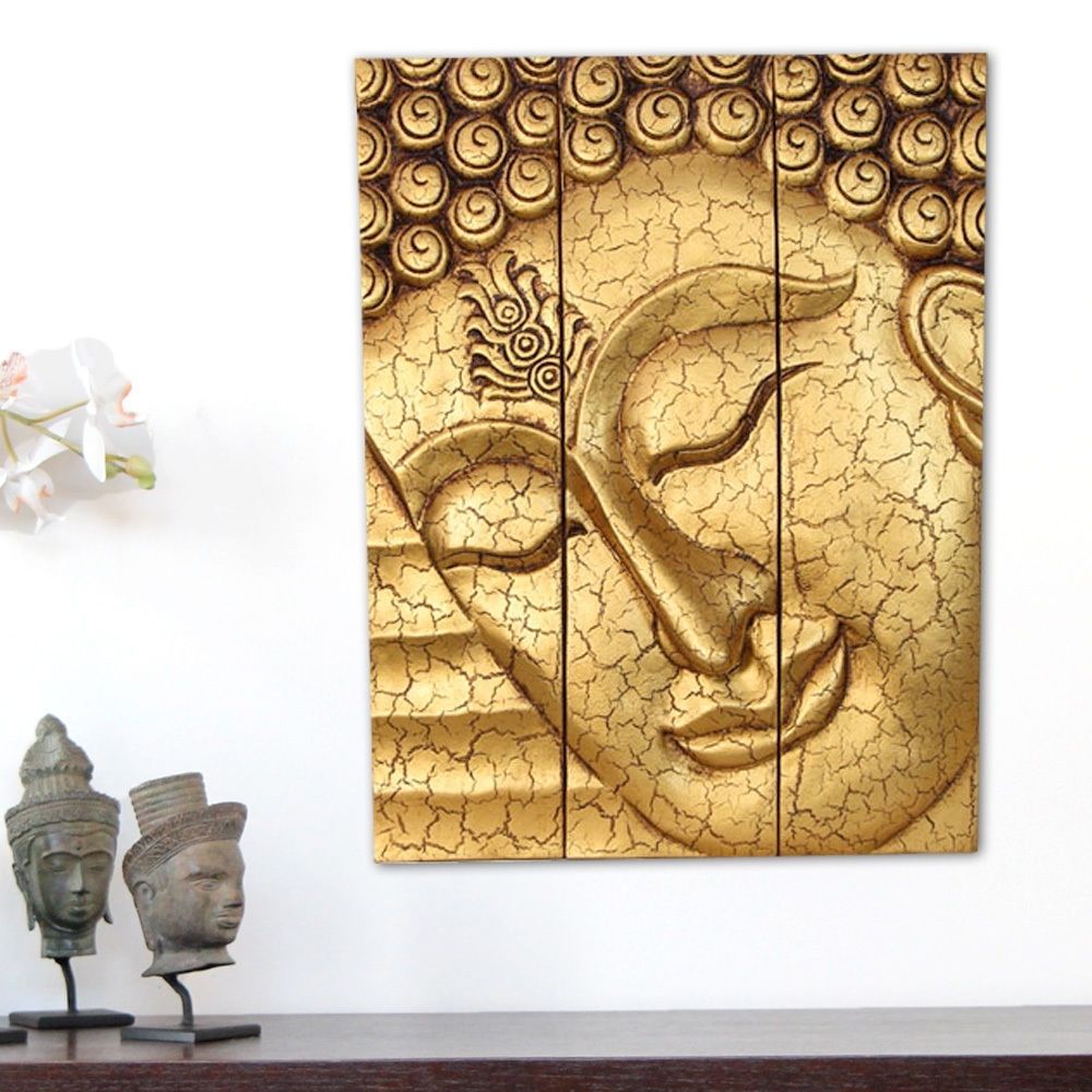 Buddha Wood Wall Art With Regard To Latest Large Thai Buddha Face Statue Wooden Carved Wall Art Hanging (View 8 of 15)