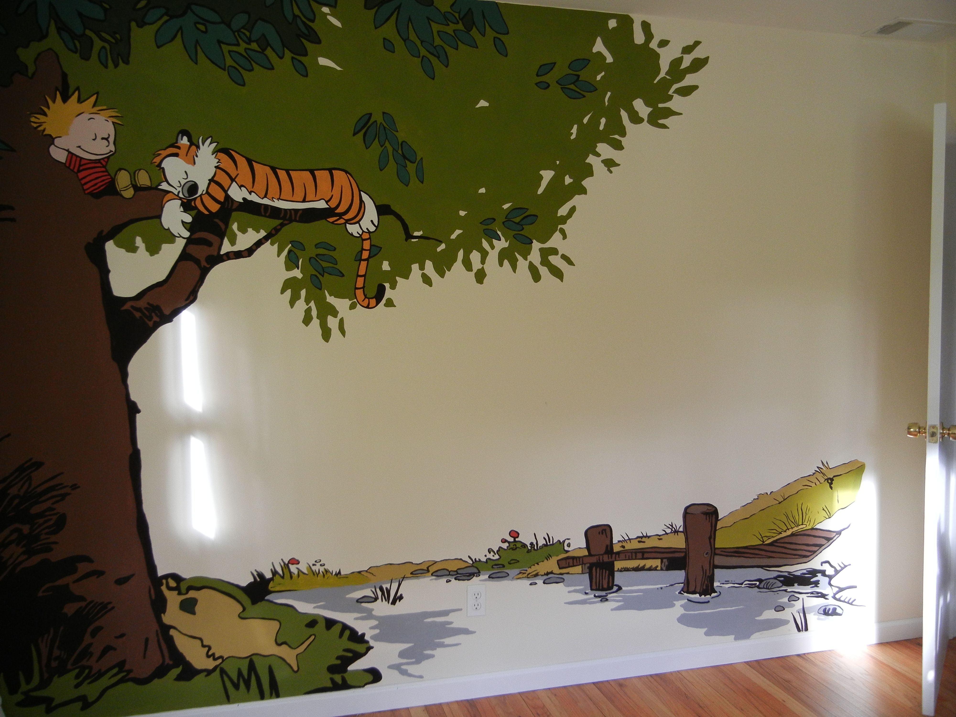 Calvin And Hobbes Wall Art Throughout Current Calvin And Hobbes Mural In Nursery # (View 7 of 15)