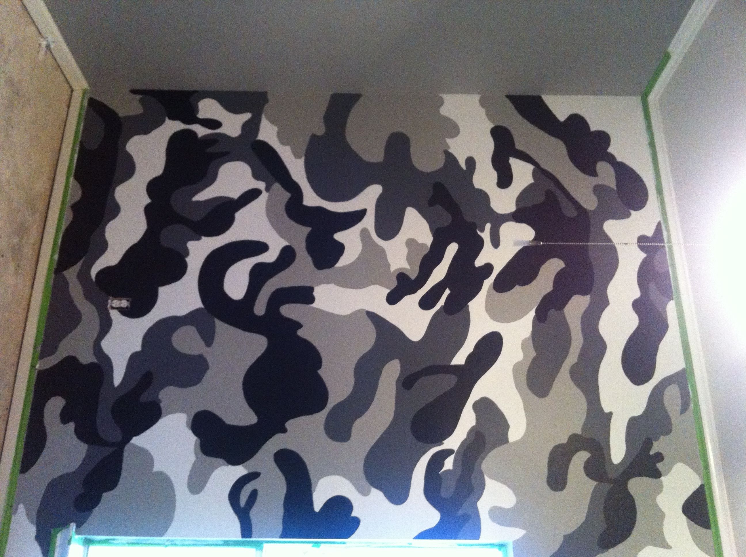 Camouflage Wall Art Regarding Preferred Boy's Camo Bedroom Wall: Used Benjamin Moore Paint Colors: Painted (View 5 of 15)