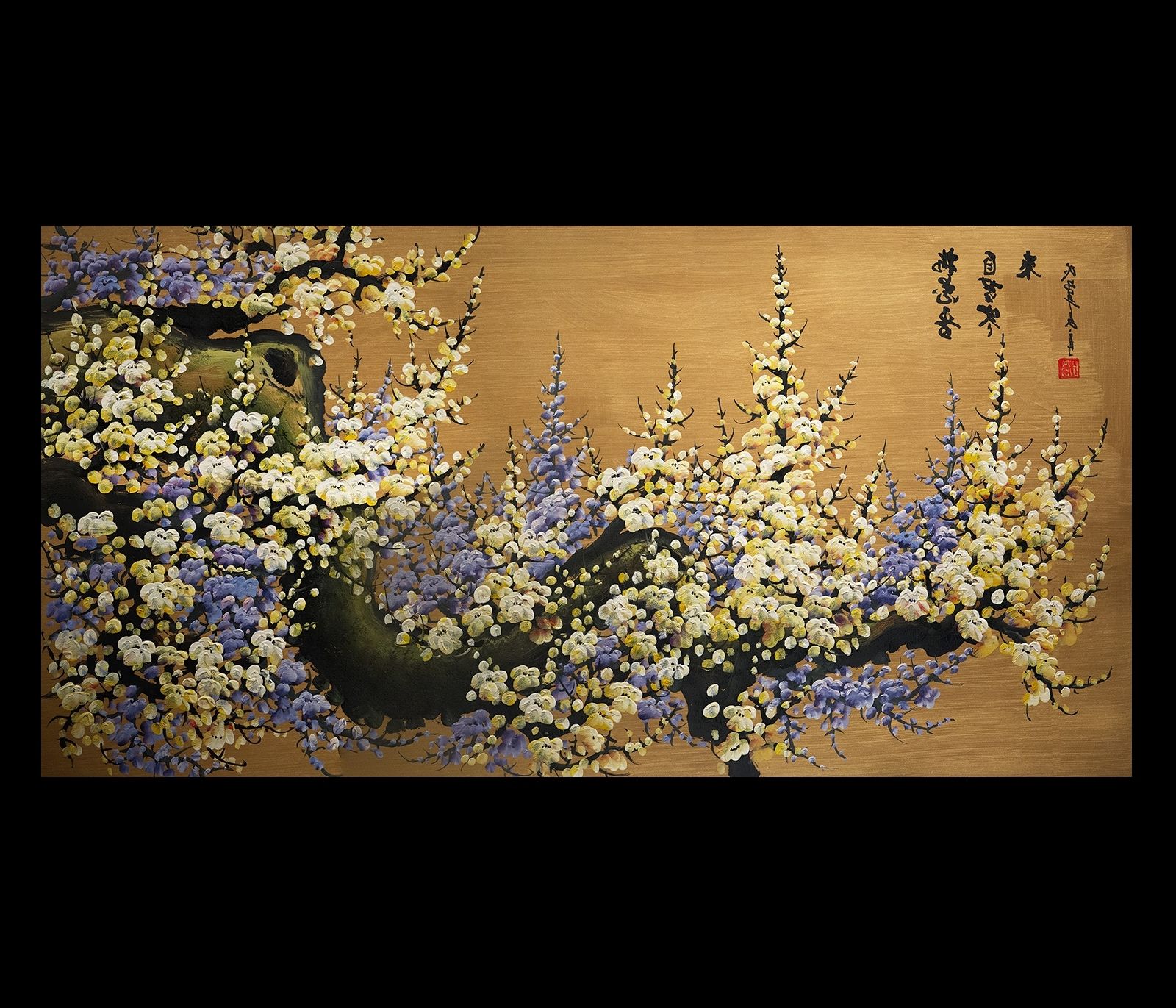 Canvas Wall Art Japanese Cherry Blossom Painting Feng Shui Regarding 2018 Japanese Wall Art Panels (View 7 of 15)