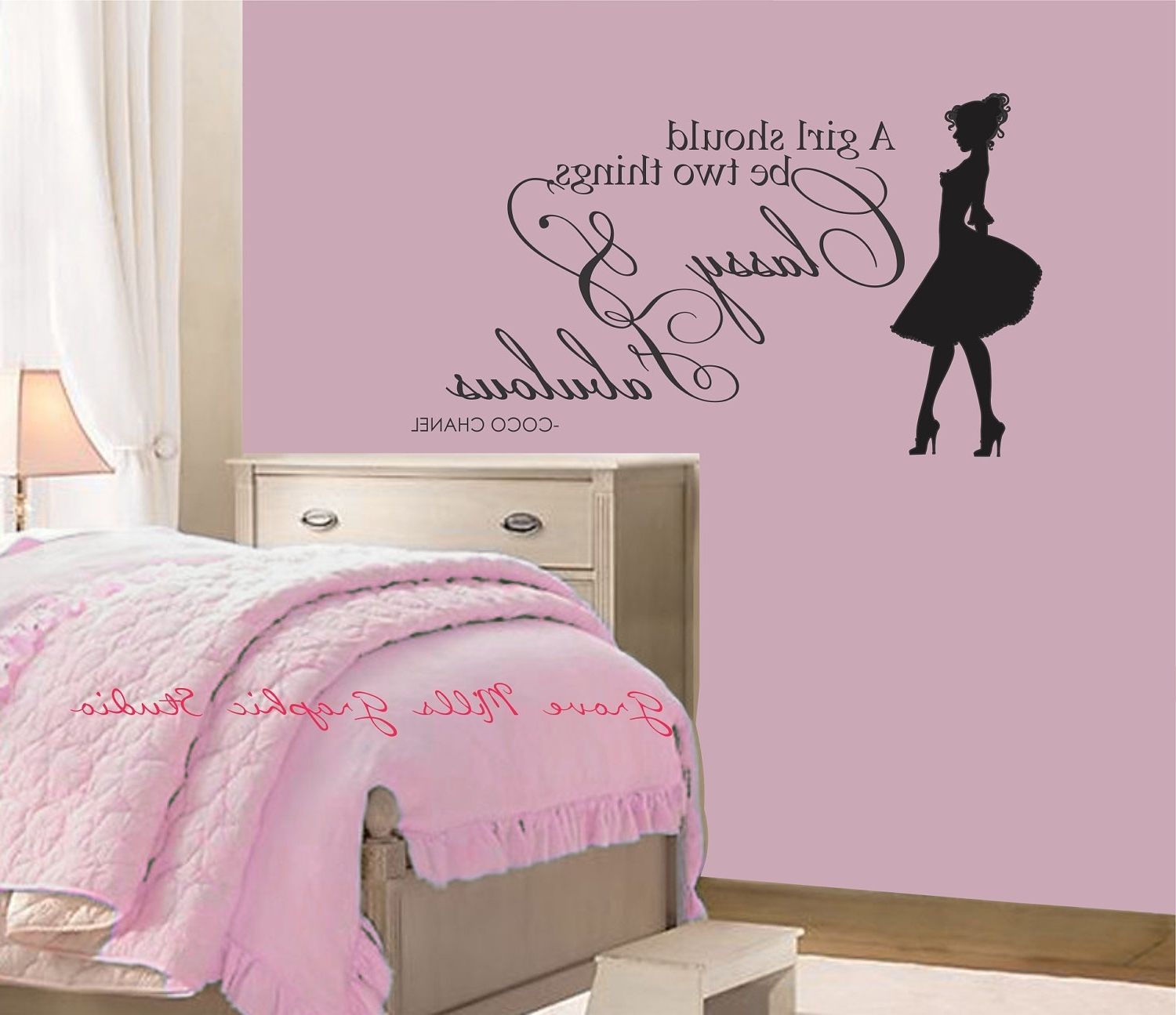 Classy And Fabulous Wall Decal – Coco Chanel Wall Quote – Girls Regarding Recent Wall Art For Girls (View 12 of 15)