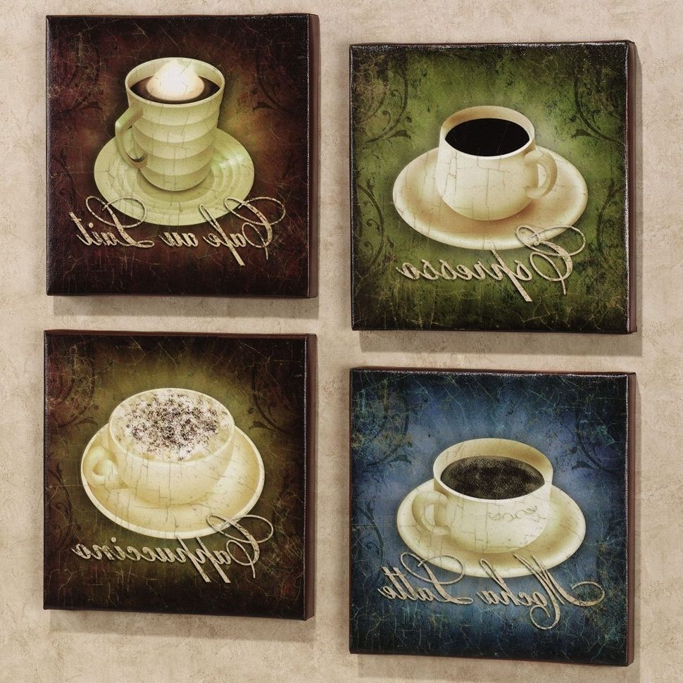Coffee Kitchen Rug Set Coffee Kitchen Decor Walmart Coffee Themed Pertaining To Latest Cafe Latte Kitchen Wall Art (View 3 of 15)