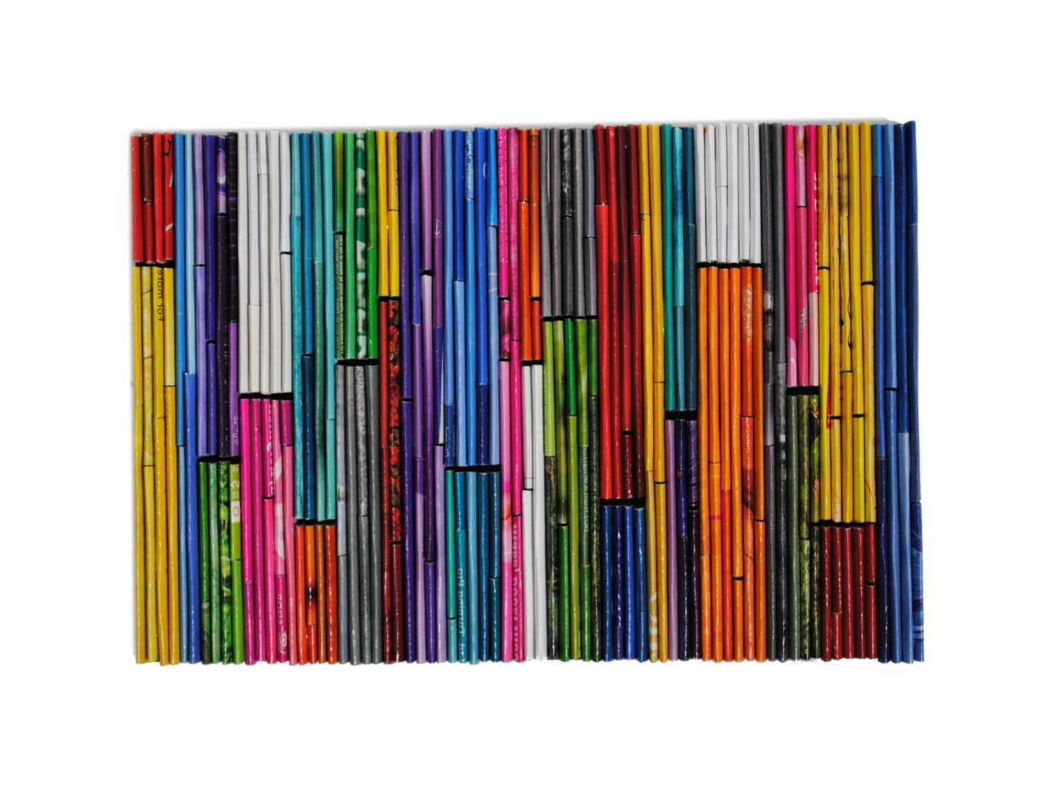 Color Blocking Wall Art  Made From Recycled Magazines, Colorful Intended For Best And Newest Orange And Turquoise Wall Art (View 5 of 15)