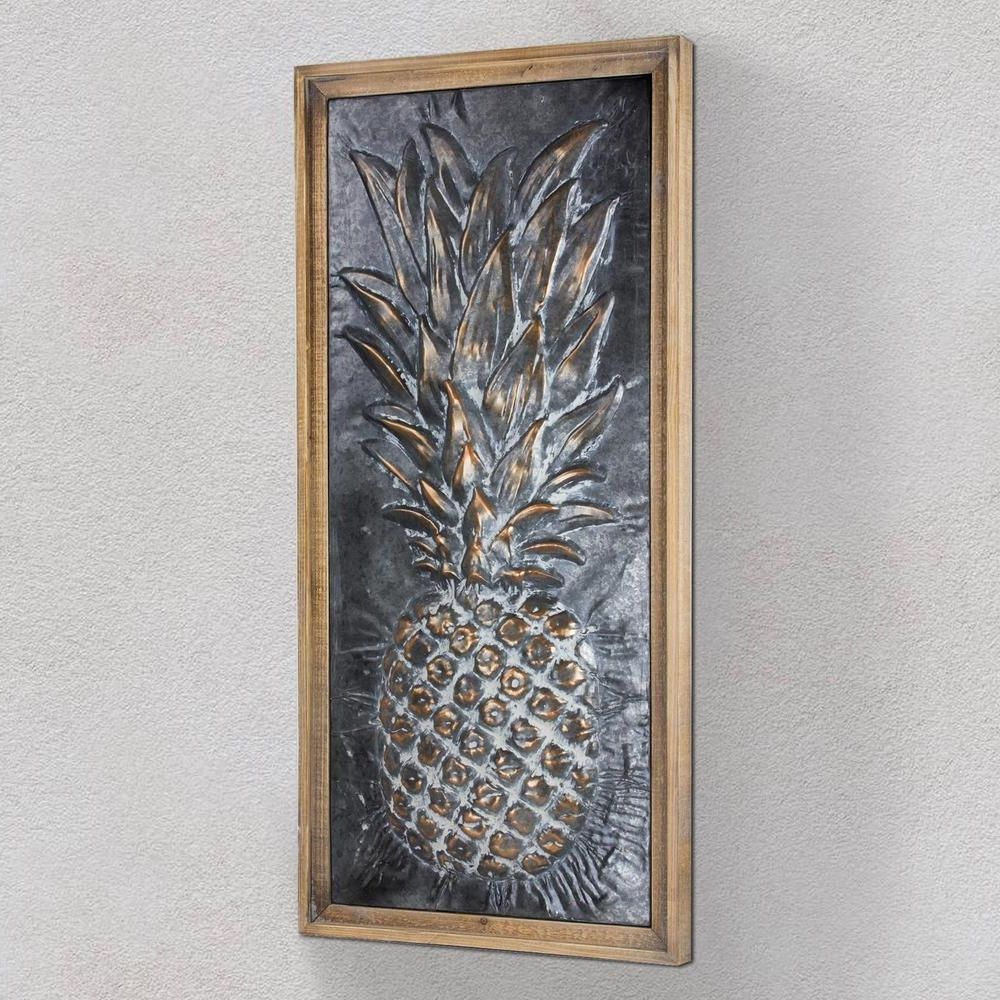 Crystal Art Gallery Metal Pineapple Framed Wall Art 160921web Pertaining To Fashionable Metal Framed Wall Art (View 8 of 15)