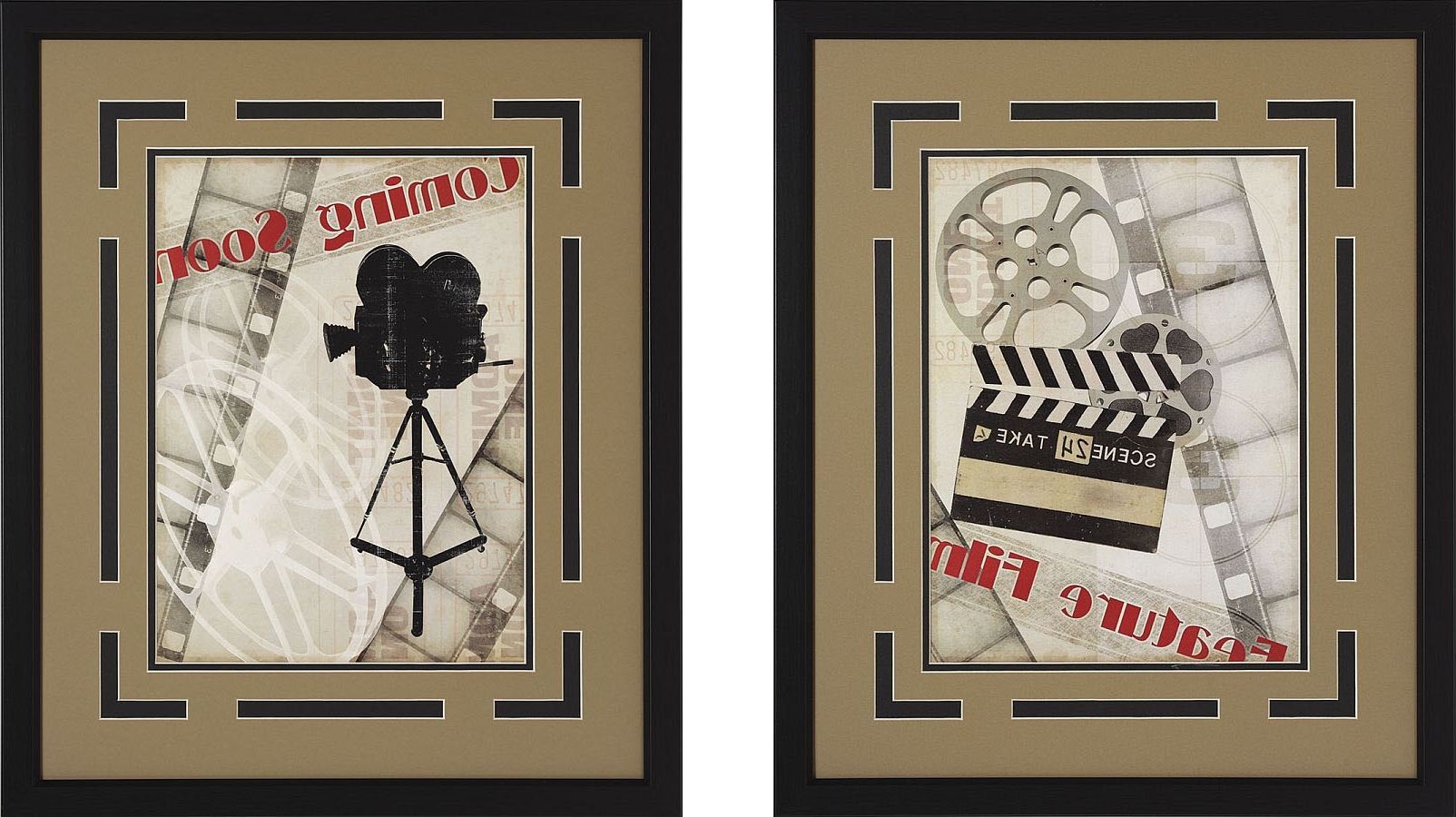 Current Home Theater Wall Art Inside Coming Soon!" And Movie Camera Framed Theater Wall Art Pair (View 1 of 15)