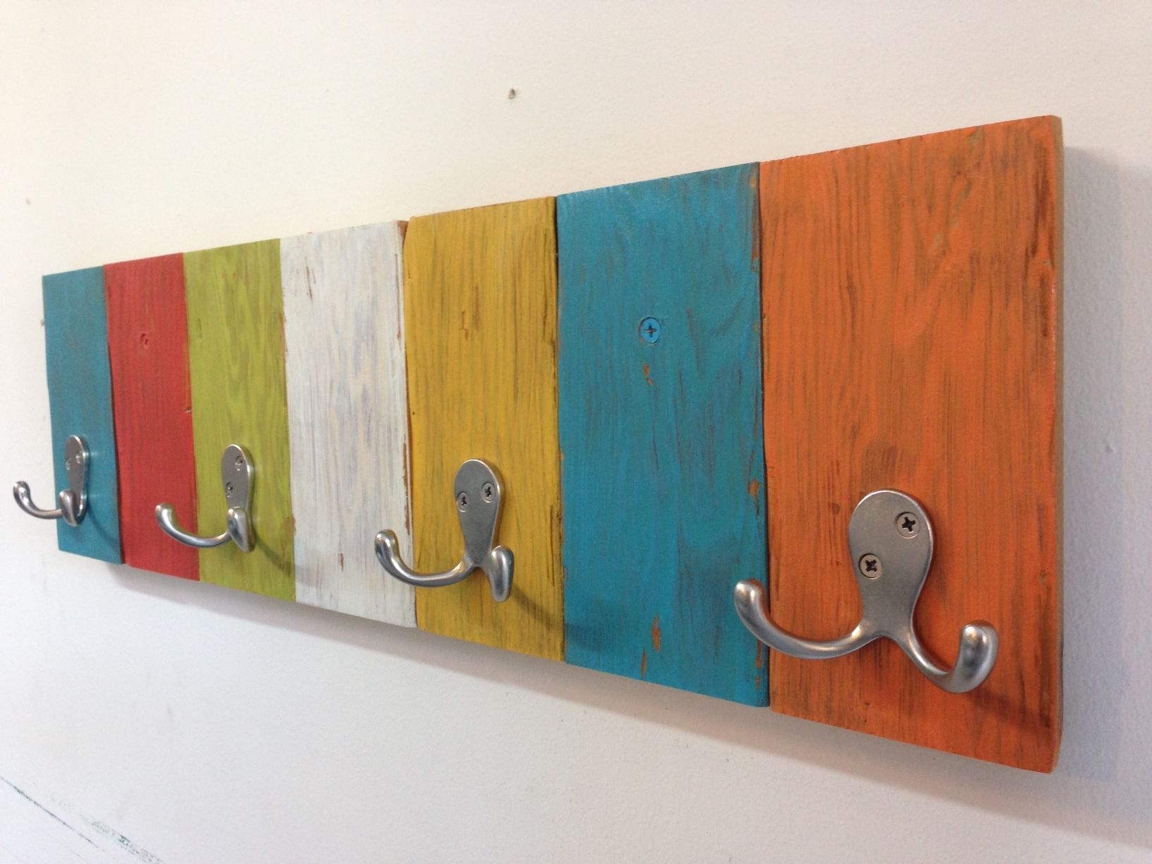 Current Wall Art Coat Hooks Pertaining To Handmade Kids Coat Hook Rack With Vibrant, Fun Colors (View 10 of 15)