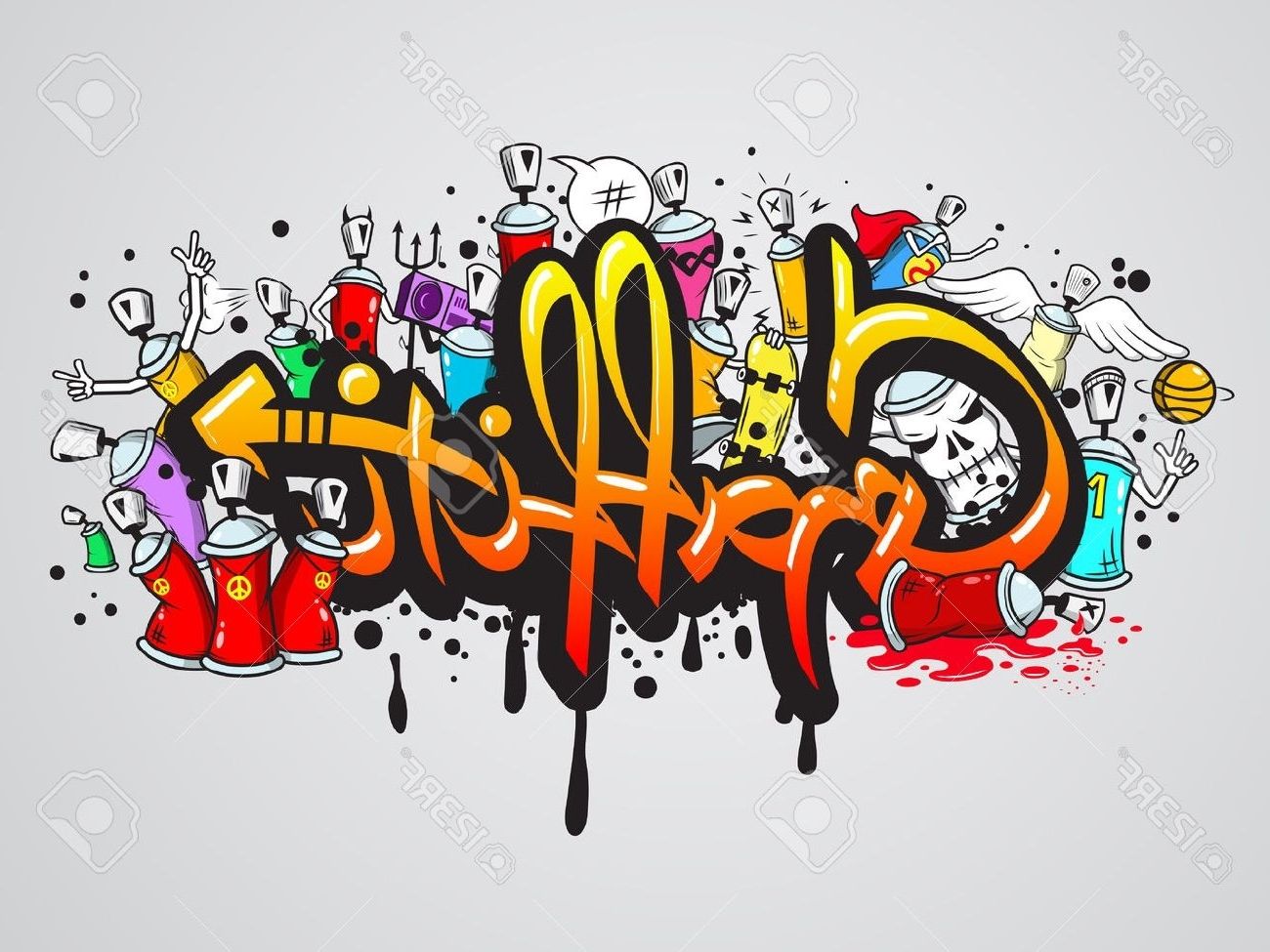 Decorative Graffiti Art Spray Paint Letters And Characters Inside Most Up To Date Abstract Graffiti Wall Art (View 13 of 15)