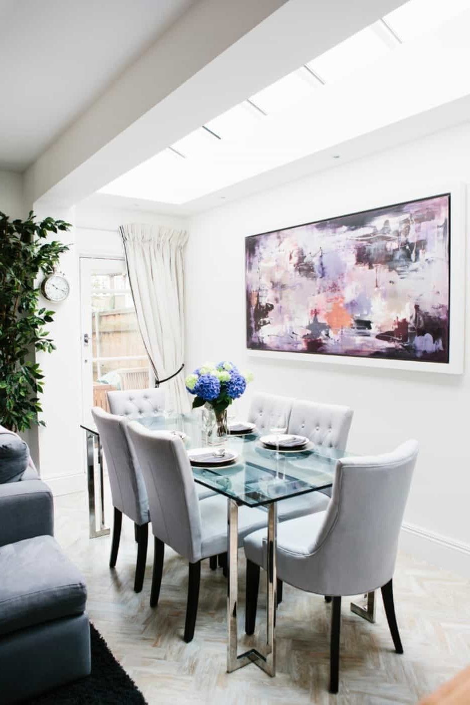 Dining Room With Glass Table And Abstract Wall Art – Cleaning Ways Throughout Most Popular Abstract Wall Art For Dining Room (View 11 of 15)
