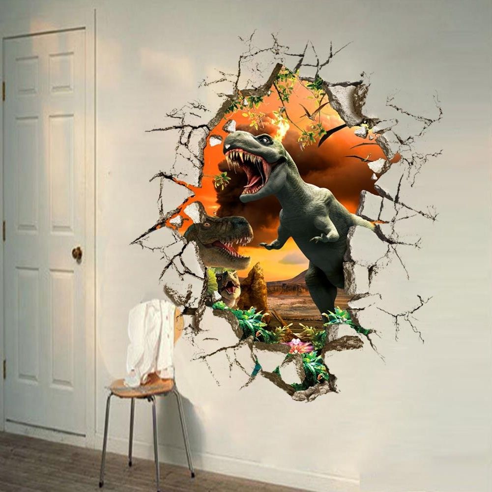 Dinosaurs 3d Wall Art With Regard To Most Recently Released 3d Dinosaur Wall Stickers Decals For Kids Rooms Art For Baby (View 11 of 15)