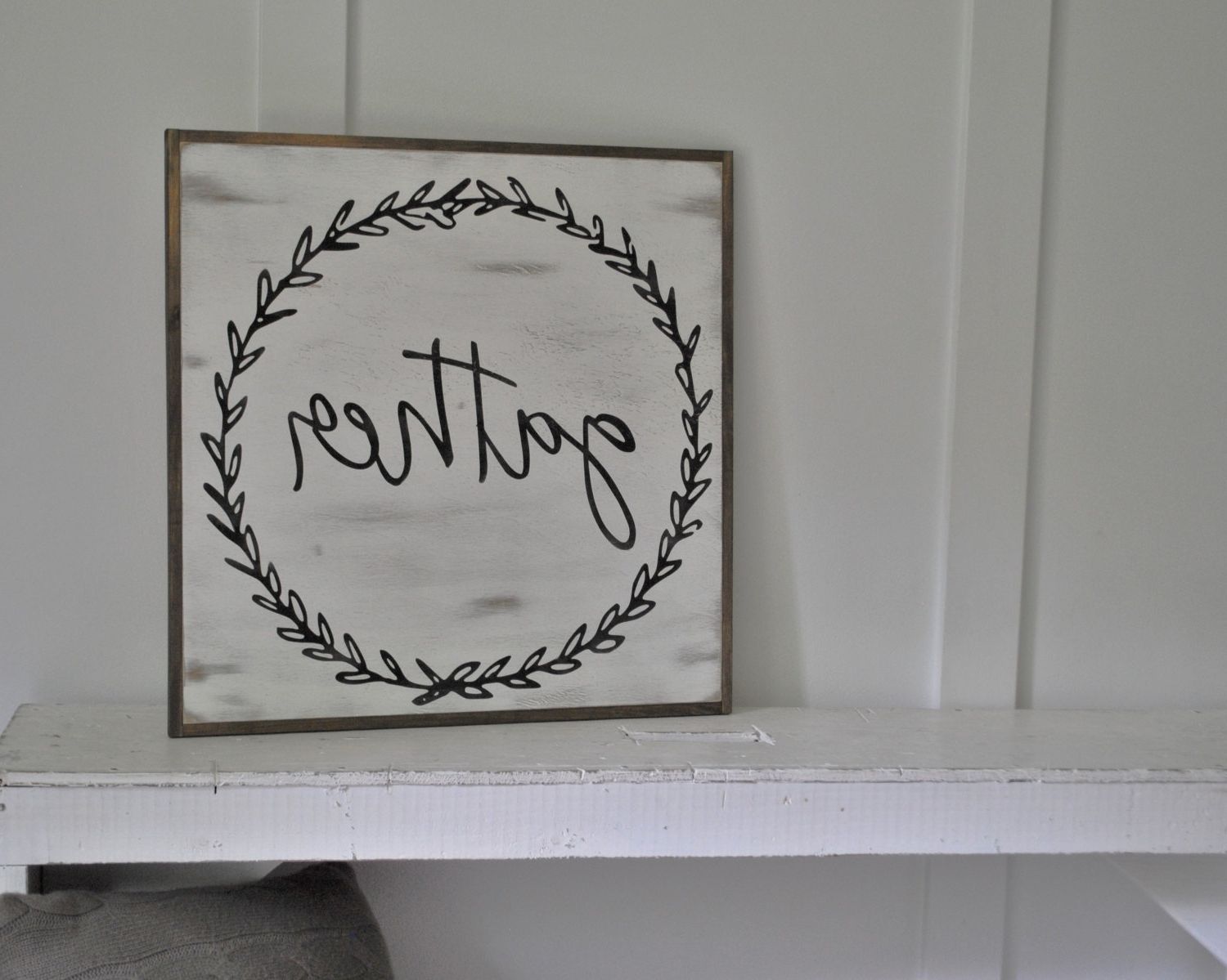 Distressed Shabby Chic Painted Wooden Sign (View 8 of 15)