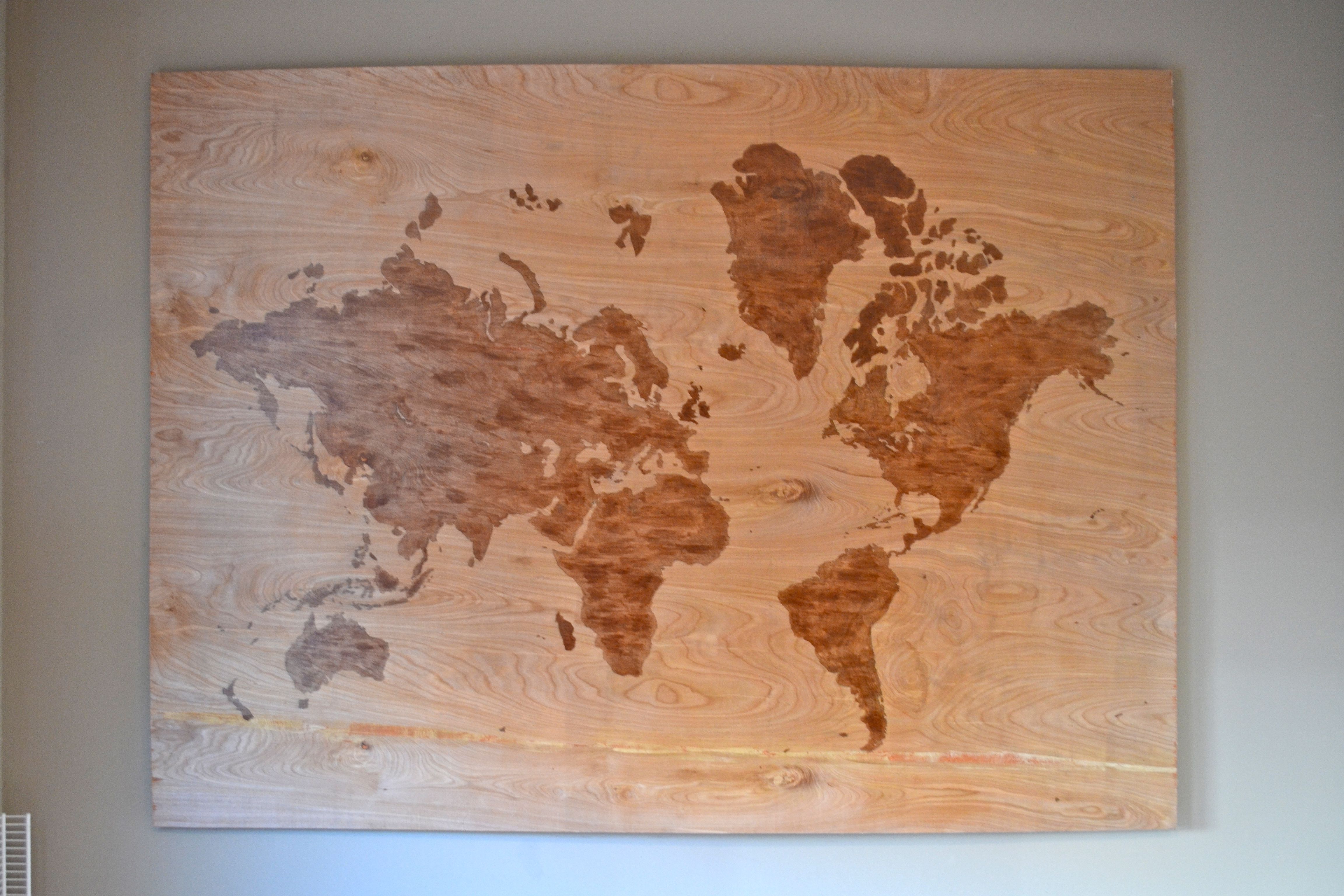 Diy Wooden World Map Art – A Dash Of Megnut Intended For Favorite Stained Wood Wall Art (View 13 of 15)