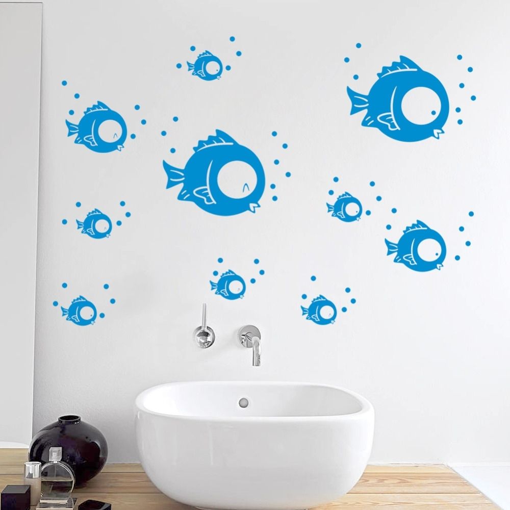 Eco Friendly Wall Stickers Bluie Small Fish Bubble Wall Stickers Inside Well Liked Fish Decals For Bathroom (View 6 of 15)