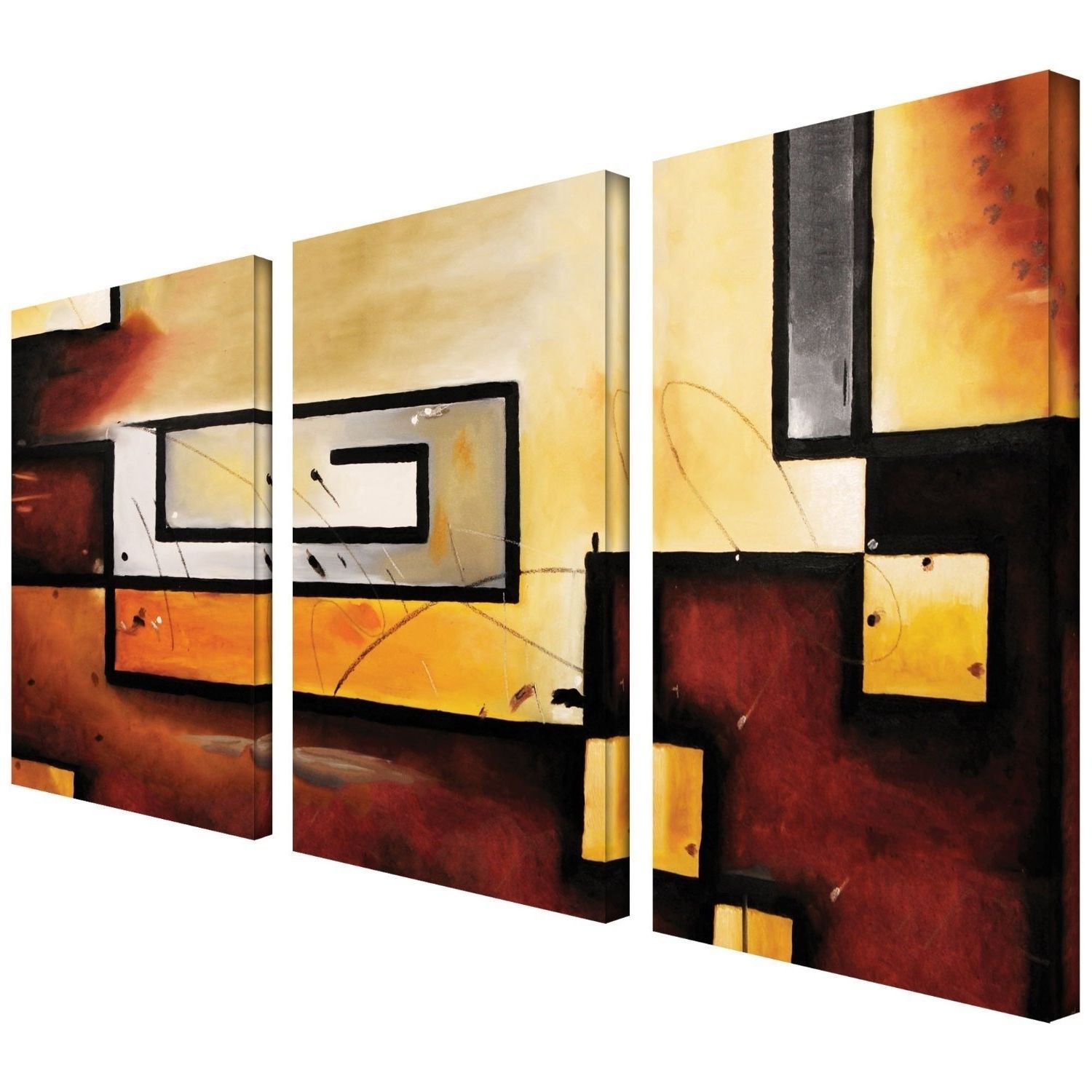 Famous Amazon: Art Wall 3 Piece Abstract Modern Gallery Wrapped With Regard To Three Piece Canvas Wall Art (View 1 of 15)