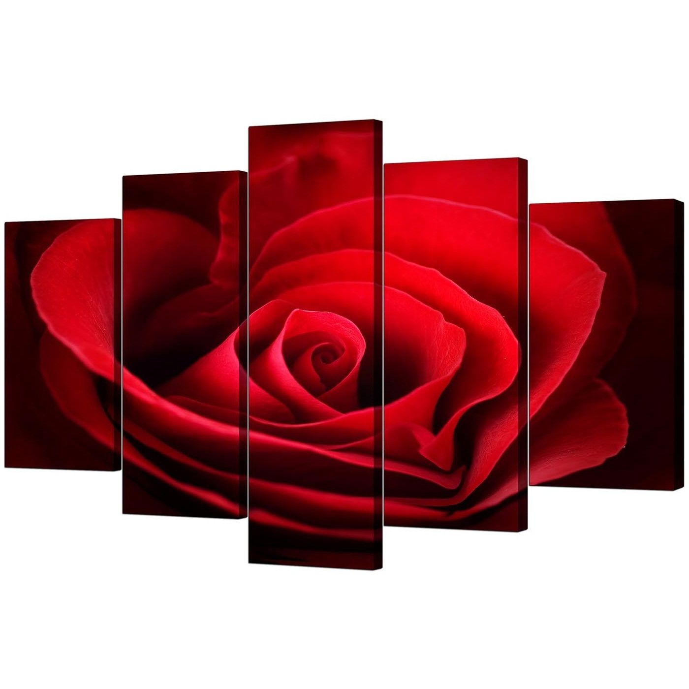 Fashionable Extra Large Rose Canvas Wall Art 5 Panel In Red Within Rose Canvas Wall Art (View 1 of 15)