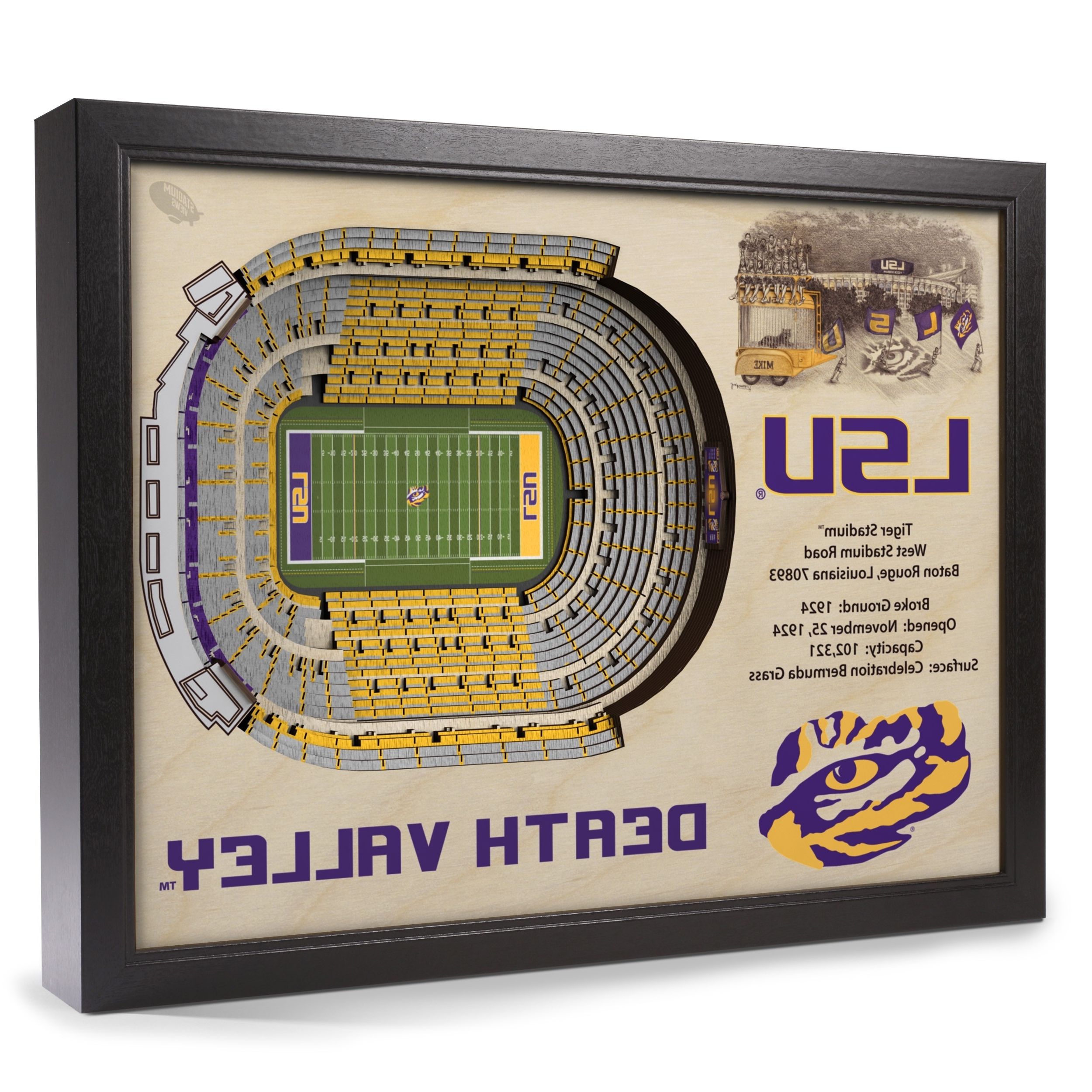 Fashionable Lsu Wall Art With Regard To Lsu Tigers Stadiumview Wall Art – Tiger Stadium 3 D Reproduction (View 9 of 15)