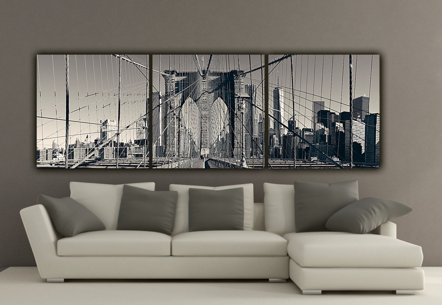 Fashionable New York Brooklyn Bridge Canvas Wall Art Black And White New Throughout Large Black And White Wall Art (View 1 of 15)