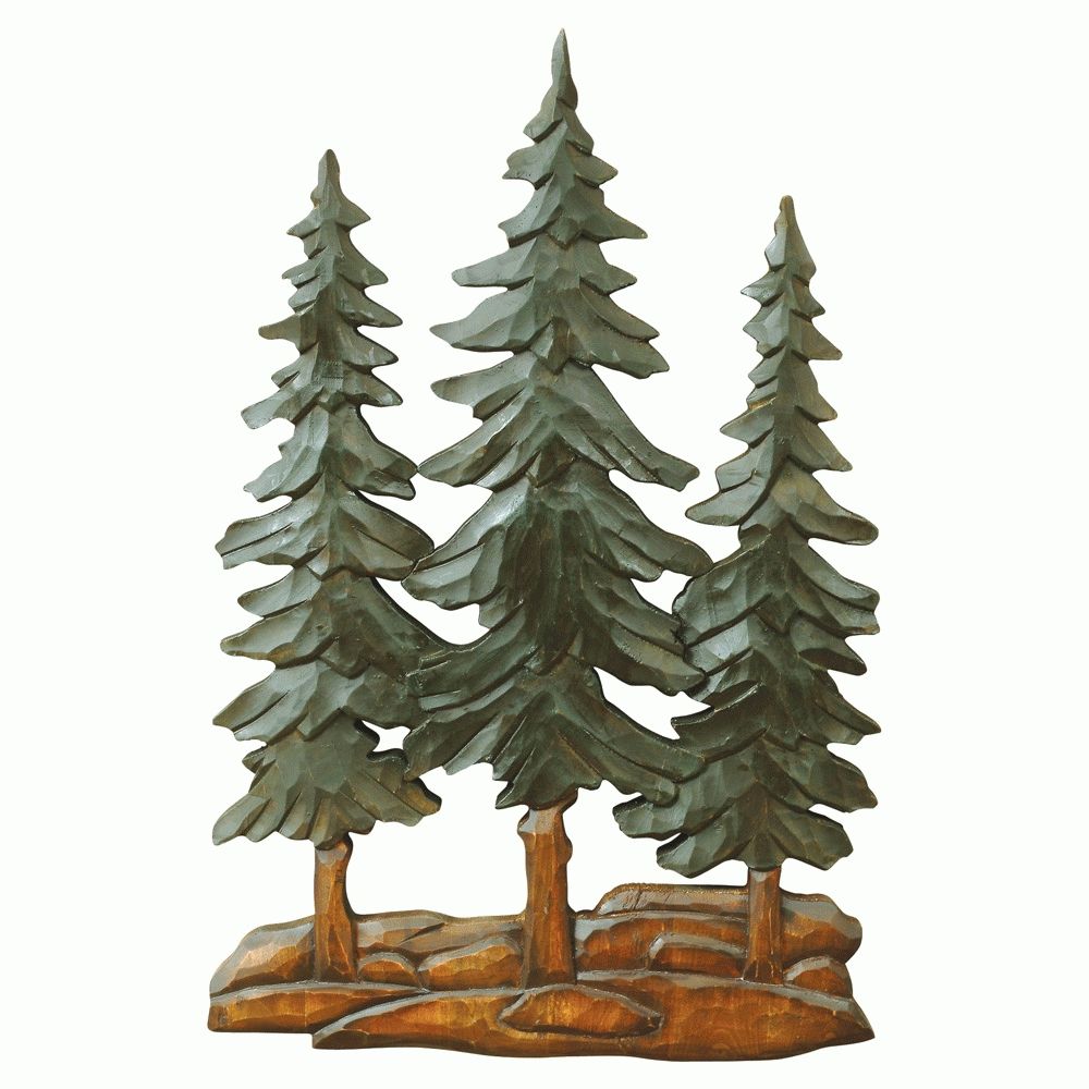 Fashionable Pine Trees Wood Carving Wall Art Intended For Metal Pine Tree Wall Art (View 9 of 15)