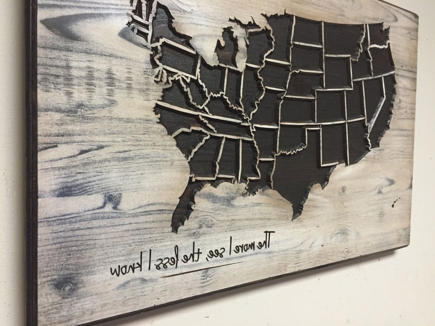 Fashionable Us Map Wall Art, Rustic Wood Map, Carved Wall Decor, Us Map With In United States Map Wall Art (View 11 of 15)