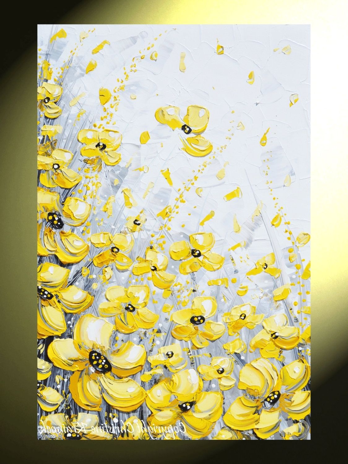 Fashionable Yellow And Grey Wall Art Intended For Giclee Prints Art Yellow Grey Abstract Painting Wall Decor Flowers (View 9 of 15)