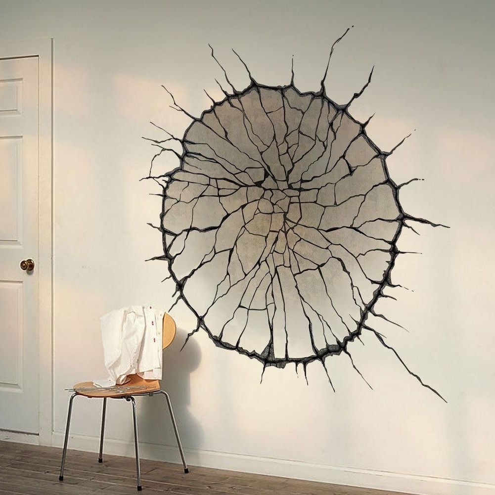 Favorite 3d Cracked Wall Art Mural Decor Spider Web Wallpaper Decal Poster Within Abstract Wall Art 3d (View 7 of 15)